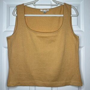 St. John Santana Knit Camel Gold Sleeveless Shell Tank | Size L
